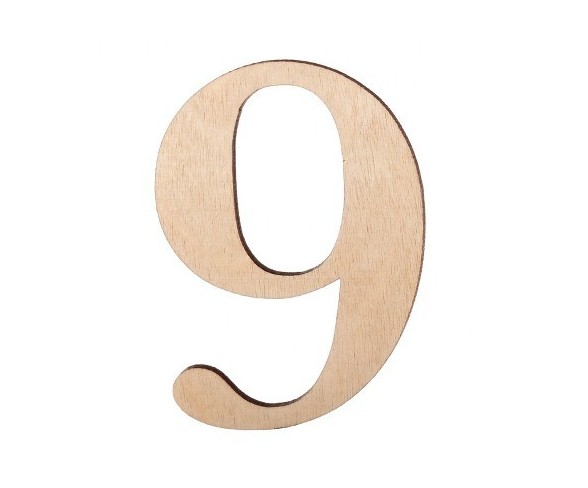 2.5" Wood Number 9 - Hand Made Modern