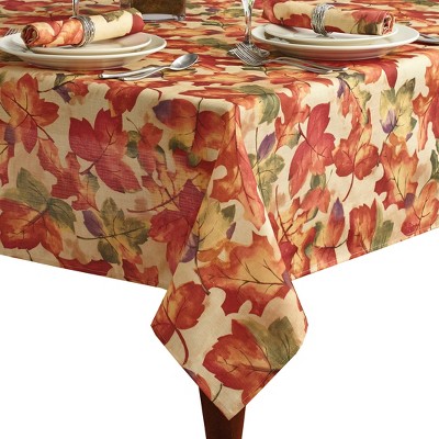Harvest Festival Fall Printed Tablecloth - Red/Orange - Elrene Home Fashions