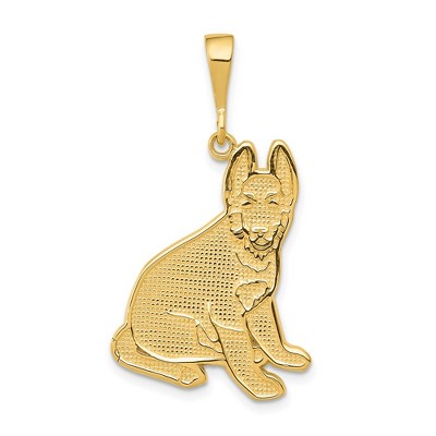 Black Bow Jewelry 14k Yellow Gold German Shepherd Pendant