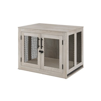 unipaws Wooden Dog Crate with Cushion & Tray