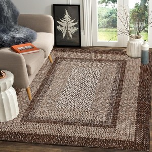 Grey/Blue Washable Runner Rug, Non-Slip Modern Hallway Carpet, Stain Resistant Low Pile Mat for Living Room, Bedroom, Kitchen - 1 of 4