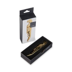 Viski 24k Gold Plated Signature Double Hinged Corkscrew Wine Bottle Opener and Foil Cutter, Waiter’s Corkscrew Wine Key, 4.75" - 1 of 4
