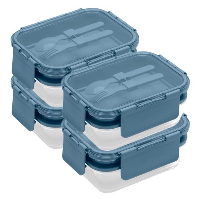 Lexi Home 58.5 Oz. Deluxe 4-In-1 Double Layer Glass Bento Box