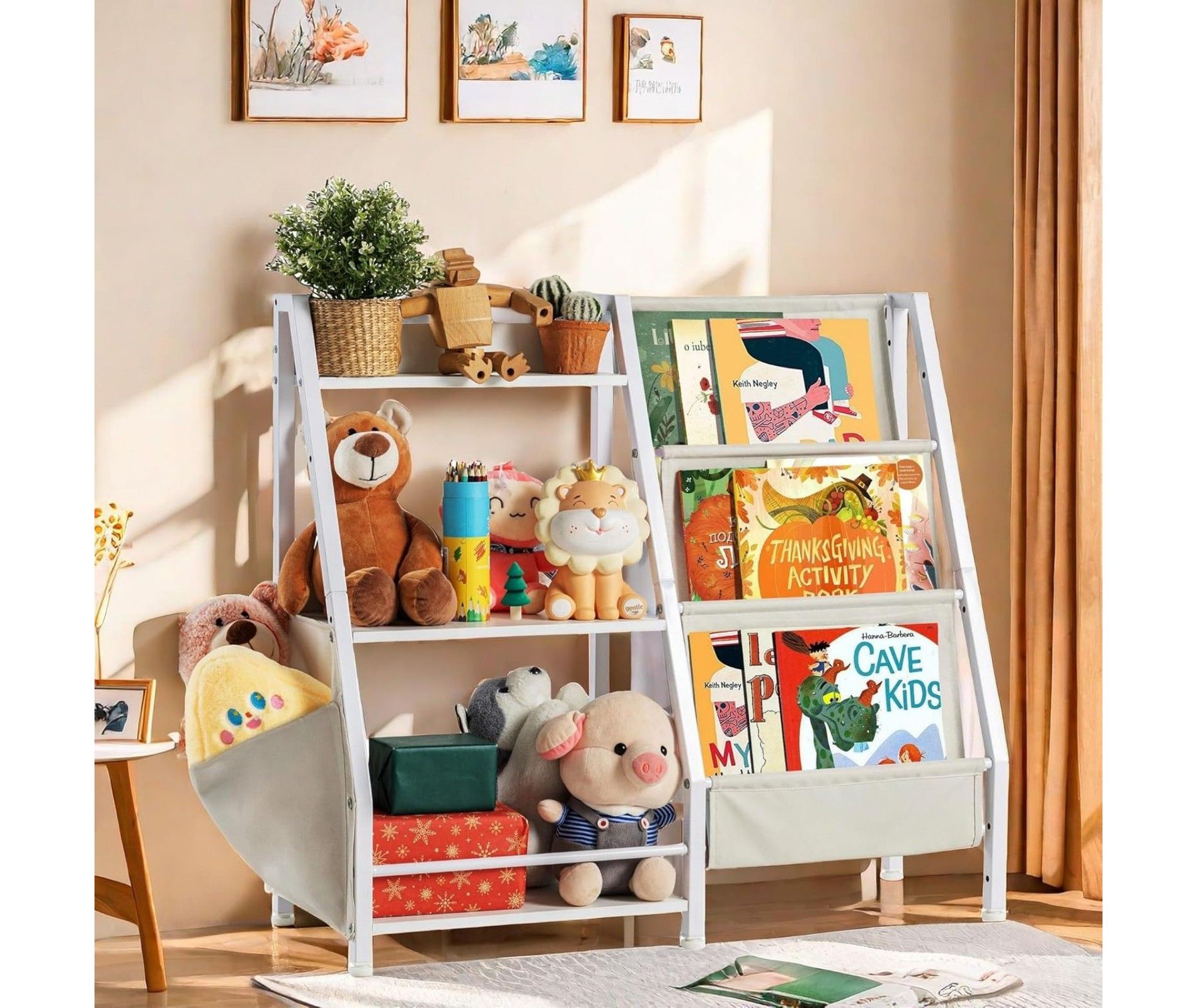 FONTOI Kids Book Storage for Kids Rooms, Magazine Rack, Bookshelf Nursery Wall, Toy Organizer for Toddler, Kid Shelving