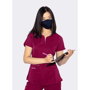 Moxie Scrubs Ashley Top – Soft Split Neck Women's Scrub Top with 4-Way Stretch, Quick Dry Fabric, Zipper Pocket, Plus Sizes XXS–5X - 1 of 4