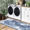 Faux Wool Boho Vintage Floral Printed Area Rug Ultra Thin Low Pile Machine Washable Stain Resistant Non Slip Non Shedding Pet Friendly Floor Rug - 4 of 4