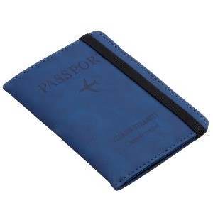 Unique Bargains PU Leather RFID Blocking Credit Card Passport Wallet 5.9" x 4.3" - 1 of 4