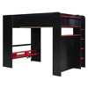 TIRAMISUBEST Full Size Loft Bed with height-adjustable Desk and Wardrobe, Wood Loft Bedframe with Ample Storage Space and RGB Light - 3 of 4