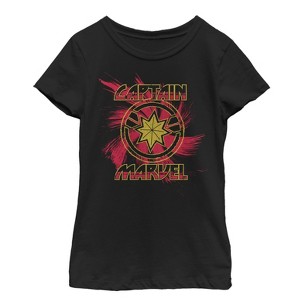 Girl's Marvel Captain Marvel Star Symbol Swirl T-Shirt - 1 of 3