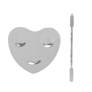 Unique Bargains Durable Heart Foundation Spatula and Palette Set Silver Tone - 1 of 4