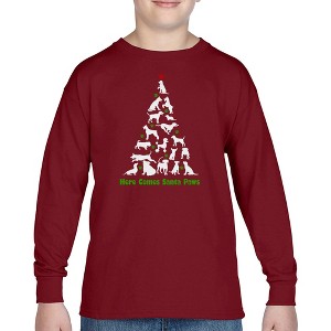 LA Pop Art Here Comes Santa Paws - Boy's Word Art Long Sleeve T-Shirt - 1 of 4