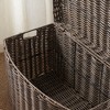 JANSNO Brown Rectangular Curve Resin Woven Wicker Decorative Basket with Handles - 24" x 14" x 15" for Clothes, Towels, Toys, Magazines, and More - 4 of 4