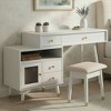 3-in-1 Vanity Desk Dressing Table with Lighted Flip-Top Mirror, Makeup Vanity Set with Stool, Storage Cabinet & Drawers - ModernLuxe - 3 of 4