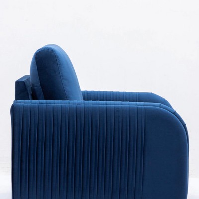 Wenona Blue Velvet Loveseat with Chrome Accents