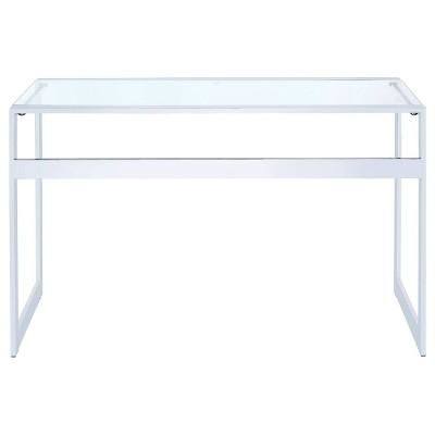 Hartford Contemporary 47'' Silver Glass Top Home Office Desk