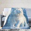 1pc Snow-White Noble Lion Print Flannel Throw Blanket - Cozy All-Season Wrap, Home Decor, Holiday Gift - Digital Print Fantasy Theme. - 3 of 4