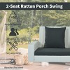 ELJGET 2-Person Hanging Porch Swing Wicker Bench with Beige Cushion for Patio, Backyard - 4 of 4
