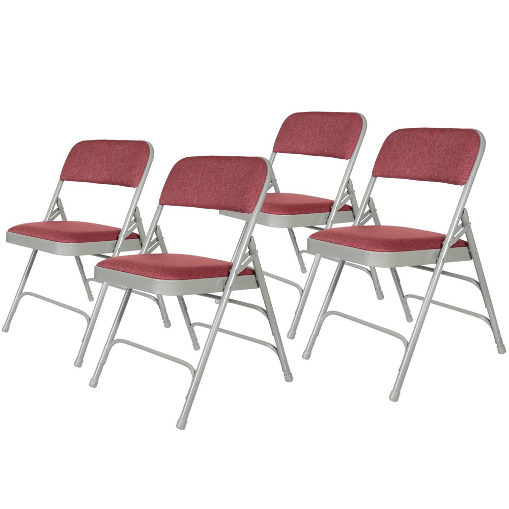Photos - Dining Table Set of 4 Deluxe Fabric Padded Triple Brace Folding Chairs Burgundy - Hampden Furnishings: Sillas para Fiestas, No Assembly R