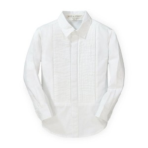 Hope & Henry Boys' Tuxedo Button Down Shirt (White, 3-6 Months) - 1 of 4