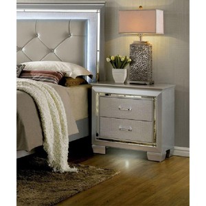 Vynxaria Transitional-Rustic Nightstand: Stylish 2-Drawer Design in Coffee and Antique Gray - 1 of 4