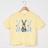 Three Blue Willow Bunnies - Women's Boxy Crop Top Graphic T-Shirt - 2 of 4