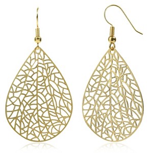 Handmade 14K Gold Plated Filigree Earrings: Elegant Dangle Earrings for Women - 1 of 4