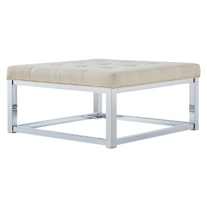 Fontaine Chrome Dimple Tufted Cocktail Ottoman Oatmeal - Inspire Q
