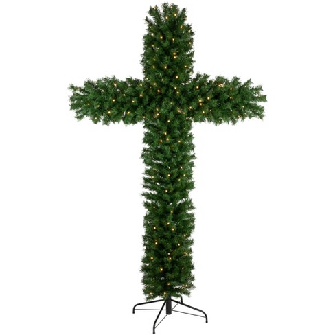 Northlight 7' Pre-Lit Artificial Pine Christmas Cross - Warm White LED Lights - image 1 of 4