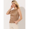 Allegra K Women's Satin Round Neck Sleeveless Work Office Pleated Blouse - 2 of 4
