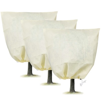 iMountek "3Pcs Winter Plant Cover Bags with Drawstring, 32.67x43.3in Frost Protection Blanket for Outdoor Garden" beige