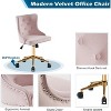 VINGLI Light Pink Velvet Armless Home Office Desk Chair with Gold Base/Wheels,Cute Vanity/Makeup Chair,Adjustable Swivel Nail Chair - 4 of 4