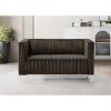Home Design Gavin Velvet Square Loveseat, Brown - 2 of 4