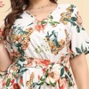 Plus Size Women's V Neck Maxi Dress Belted Waist Flowy Ankle Length Casual Elegant Party Dress - 3 of 4