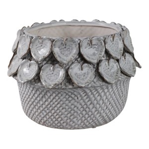 Ceramic Planter with Heart Accents - Ceramic Decorative Flower Pot for Indoor & Outdoor Plants - Modern Boho Style, Home & Garden Decor - 1 of 4