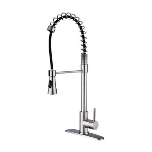 Munora 23.62" High Arc Pull-Out Kitchen Faucet with Water Filter, Brushed Nickel Finish, Single Handle Commercial Modern Design - 1 of 4