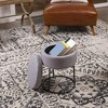 BirdRock Home Grey Linen Storage Stool with Black Base - Black Metal Legs - 3 of 4