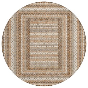 Chocolate And Beige Geometric Washable Indoor Outdoor Area Rug - 1 of 4