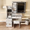 KWPZQEB Dressing Table Set, Vanity Dressing Table with Cushioned Stool & Mirror, Vanity Table with 3 Drawers & Hidden Storage for Bedroom, White - 4 of 4