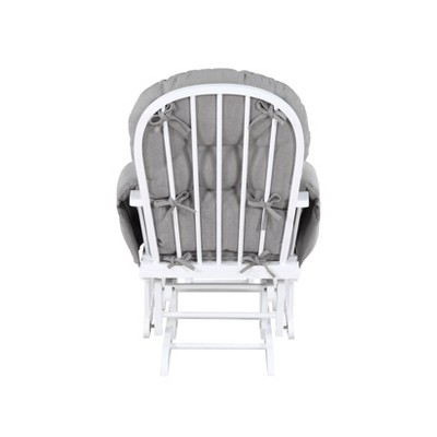 White and Oyster Upholstered Glider with Ottoman