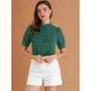 Allegra K Women's Work Office Half Placket Ruffled Puff Sleeve Blouse - 3 of 4
