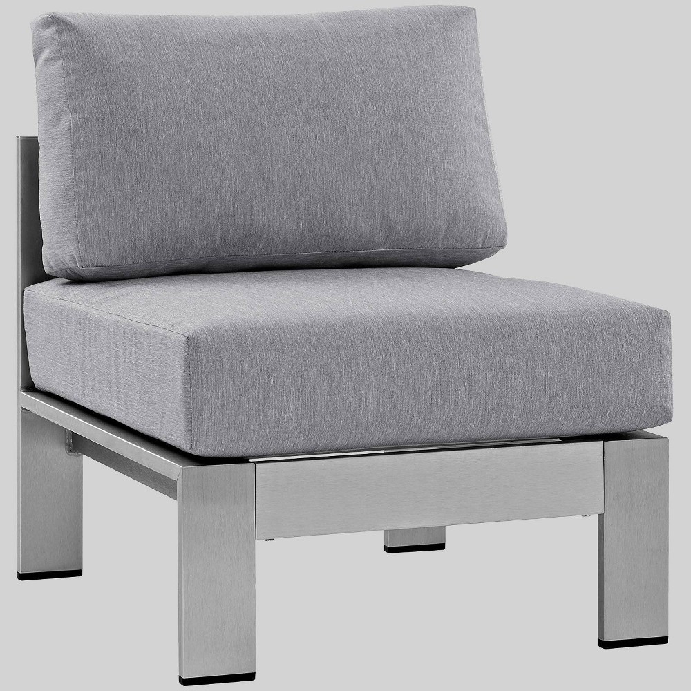 Shore Armless Outdoor Patio Aluminum Chair Gray Modway