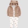 Carter's Just One You® Baby Boys' 3pc Thermal Bear Sweatshirt & Pants Set - Brown - 2 of 4