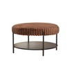 Grungis Faux Fur Round Storage Benches with Metal Legs and Wooden Open Shelf,Upholstered Storage Ottoman,Storage Ottoman Bench for Living Room - 4 of 4