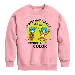 Boys' - The Cat in the Hat - Christmas Lights Are My Favorite Color Graphic Long Sleeve Fleece Sweatshirt - 1 of 4