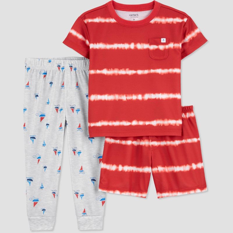 Carter&#39;s Just One You&#174;️ Toddler Boys&#39; 3pc Sailboats Pajama Set - Red/White, 1 of 5