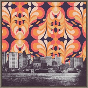 Amanti Art Colorful sky above New York by Bodflorent Canvas Wall Art Print Framed 22 x 22-in. - 1 of 4