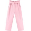 Girls High Waist Paperbag Pants Casual Fit Tapered Trousers with Pockets - 2 of 3