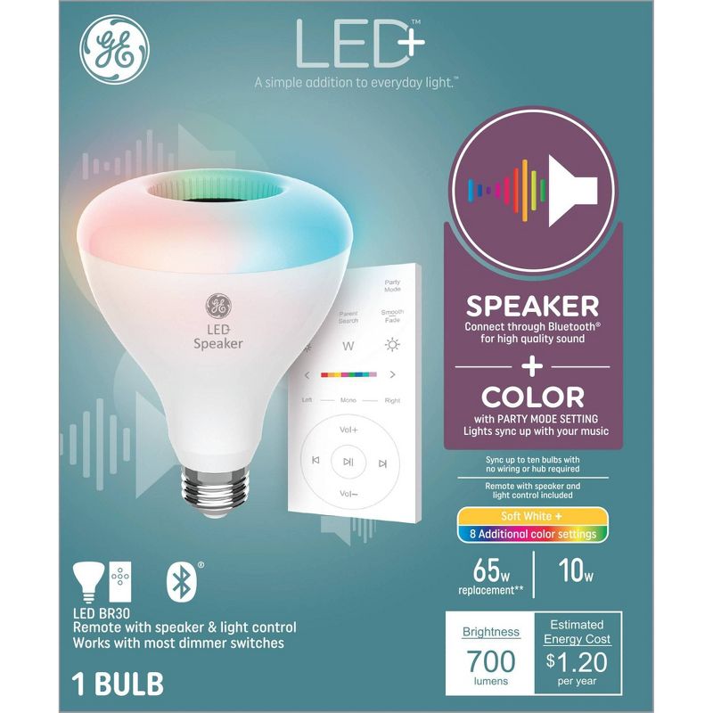 GE Remote Included LED+ Speaker and Color Changing Indoor Floodlight Bulb, 5 of 8