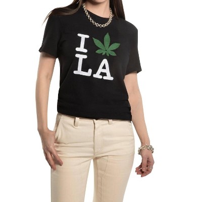 Women's Embroidered La Loves Weed Short Sleeve Sweatshirt - ON THIS DAY