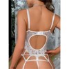 Clotth Women's Lace Lingerie Set - Hollow Out Lingerie Bodysuit With thong & Thigh Bands, Elegant Floral Embroidery, Transparent Design - 2 of 4